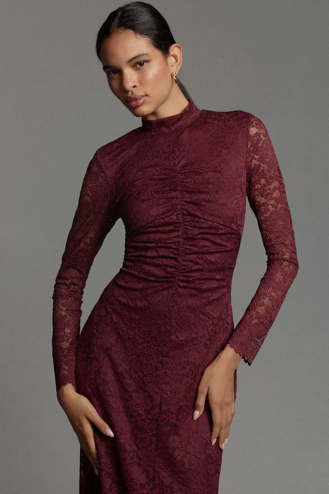Mock-Neck Fitted Lace Dress #2
