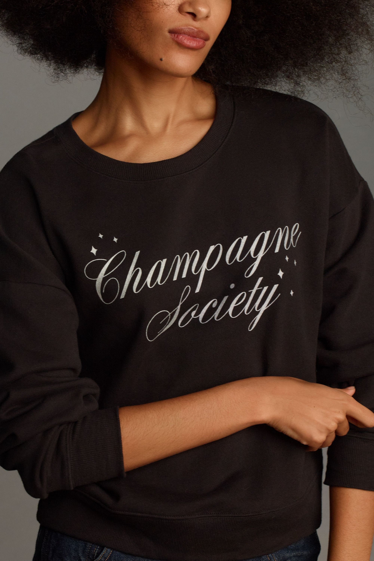 Maeve Champagne Society Graphic Sweatshirt
