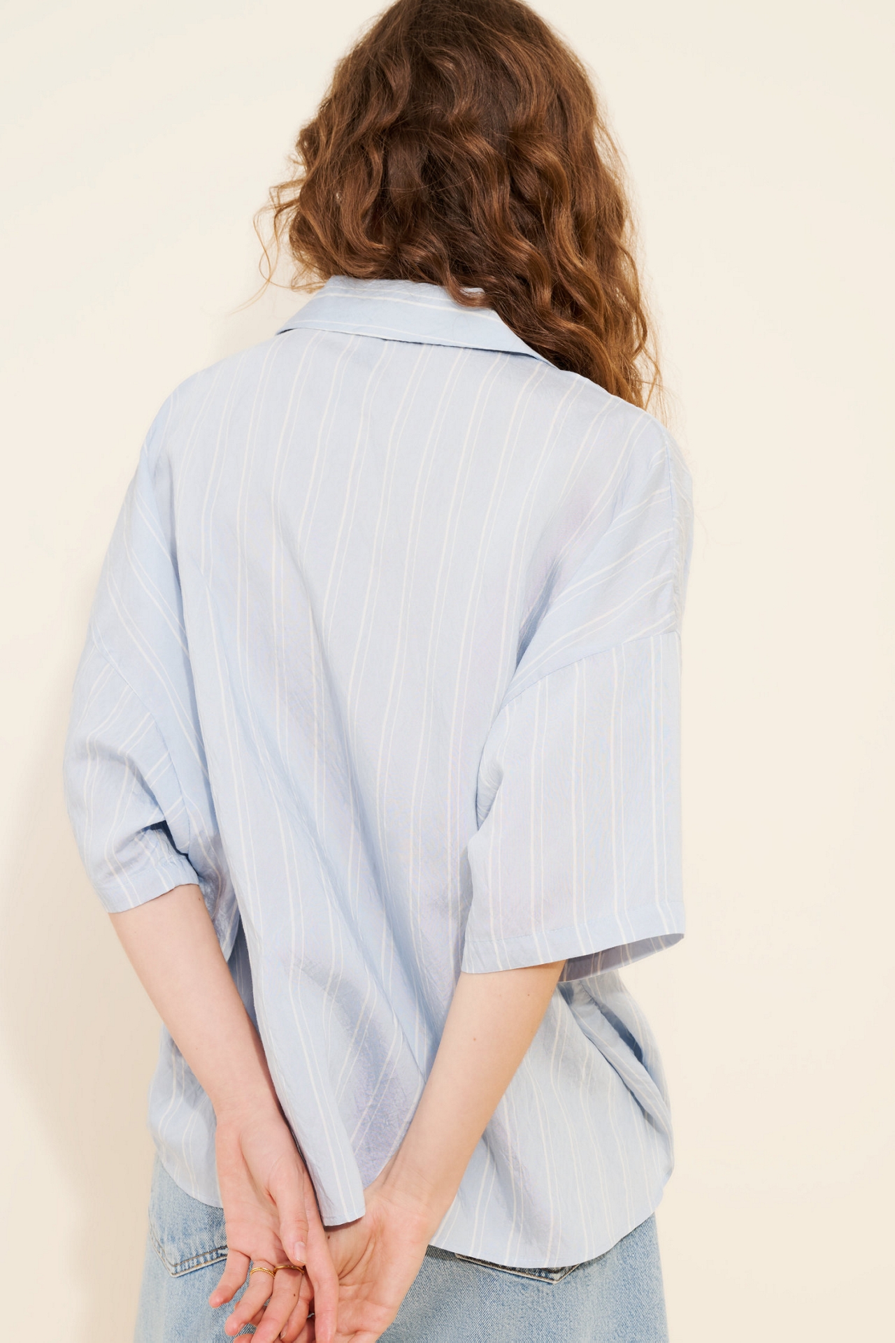 The Dylon Short-Sleeve Wide-Placket Top: Striped Edition