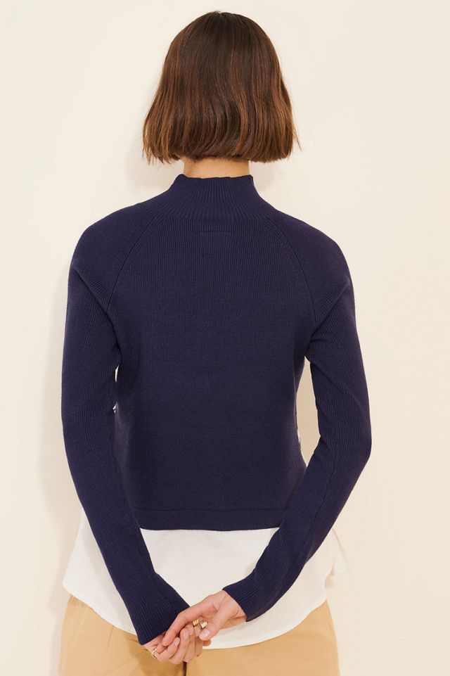 Maeve Half-Zip Twofer Mock-Neck Sweater #1
