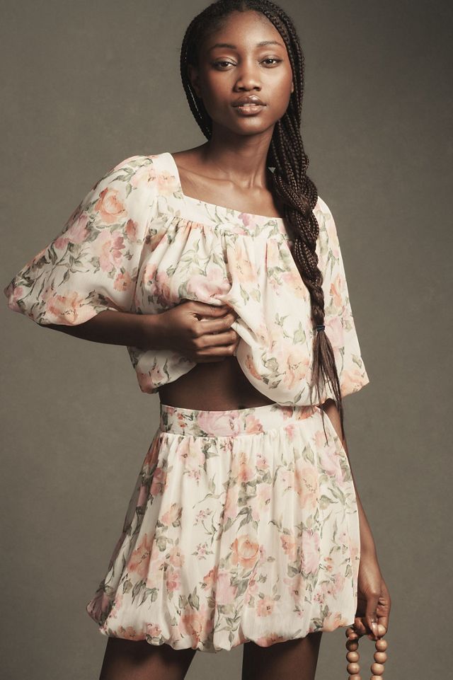 Floral Bubble Mini Skirt #1
