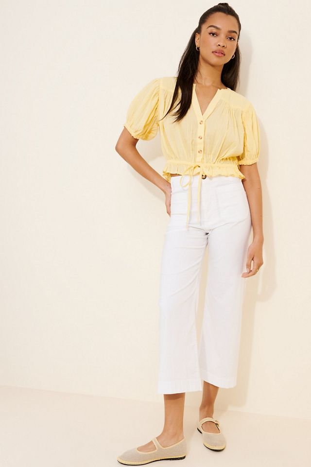 Maeve The Colette Cropped Wide-Leg Pants: Embroidered Edition #1