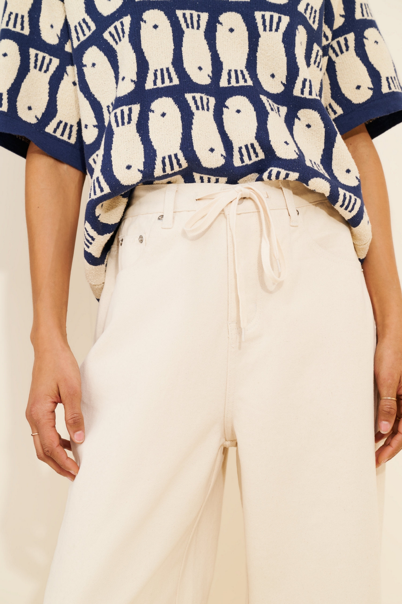 Line + Dot Jaden Drawstring Straight Leg Jeans