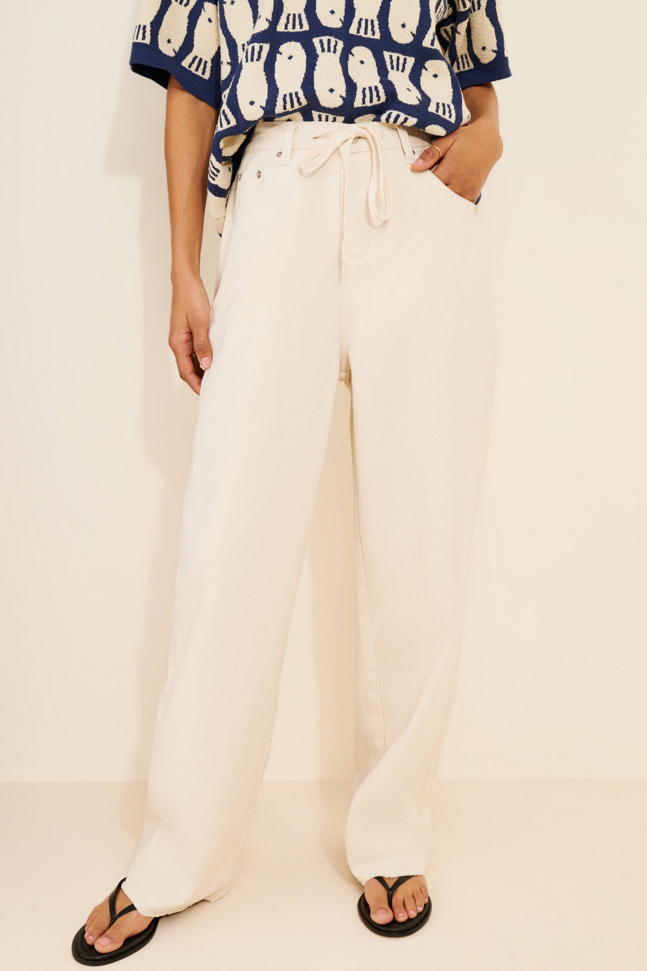 Line + Dot Jaden Drawstring Straight Leg Jeans