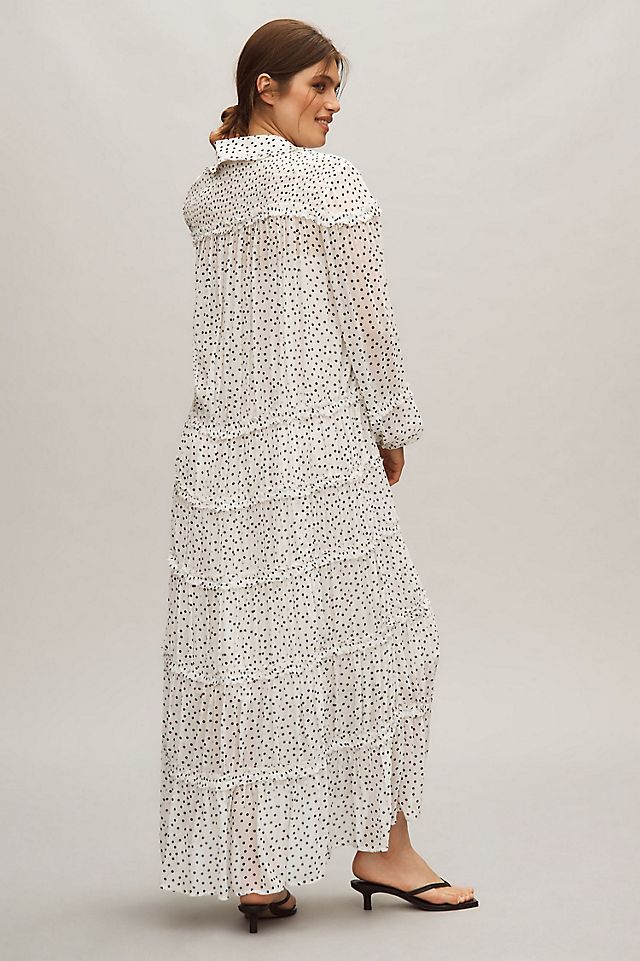 anthropologie long sleeve dresses YELLOW S 4% elastane Button front Machine wash Imported Farm Rio x Anthropologie Long-Sleeve