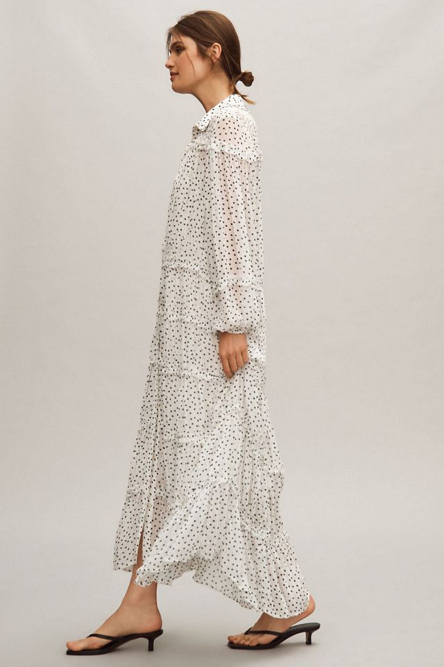 Long-Sleeve Smocked Tiered Maxi Dress #1