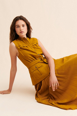 Pleated Sleeveless Midi Dress | Anthropologie