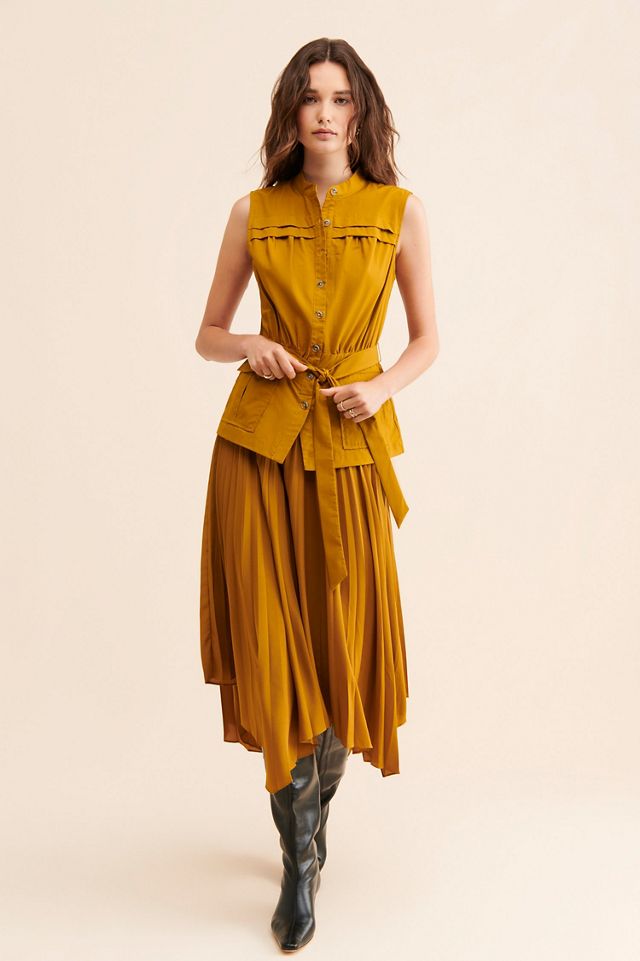 Pleated Sleeveless Midi Dress #1