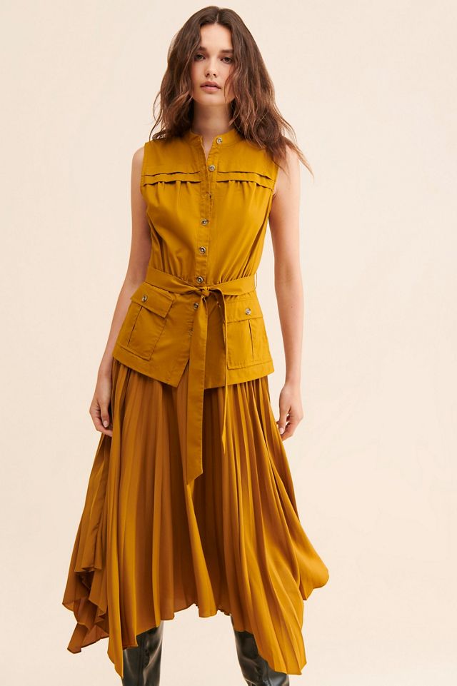 Pleated Sleeveless Midi Dress #4