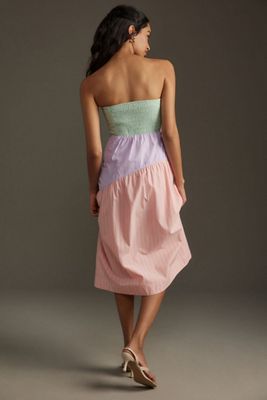 Maeve Colorblock Strapless Midi Dress