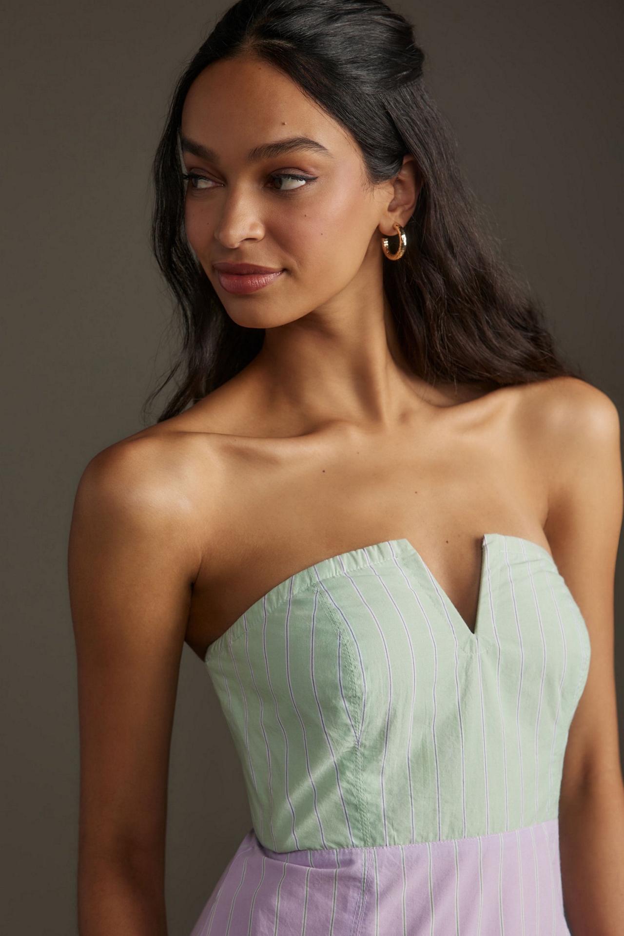 Maeve Colorblock Strapless Midi Dress