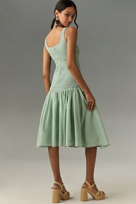 Maeve Halter V-Neck Drop-Waist Midi Dress | Anthropologie