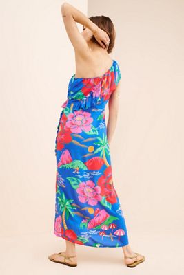 FARM Rio One Shoulder Ruched Midi Dress