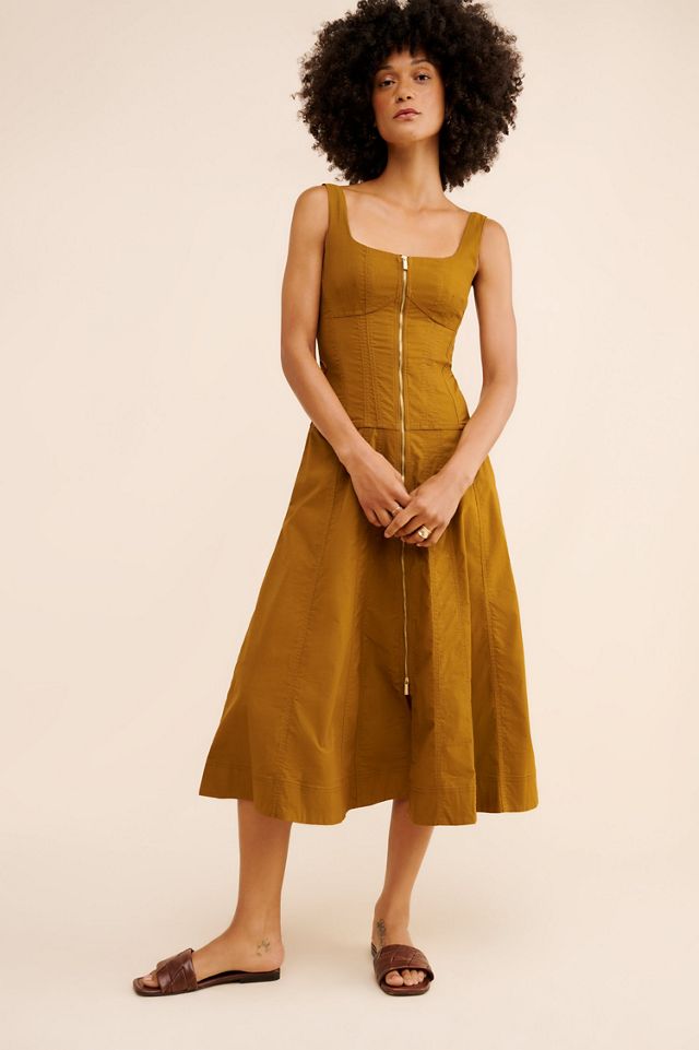 Sleeveless Zip-Front Belted Midi Dress #3