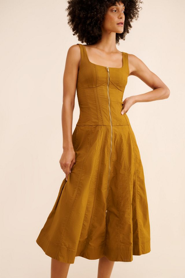 Sleeveless Zip-Front Belted Midi Dress #1