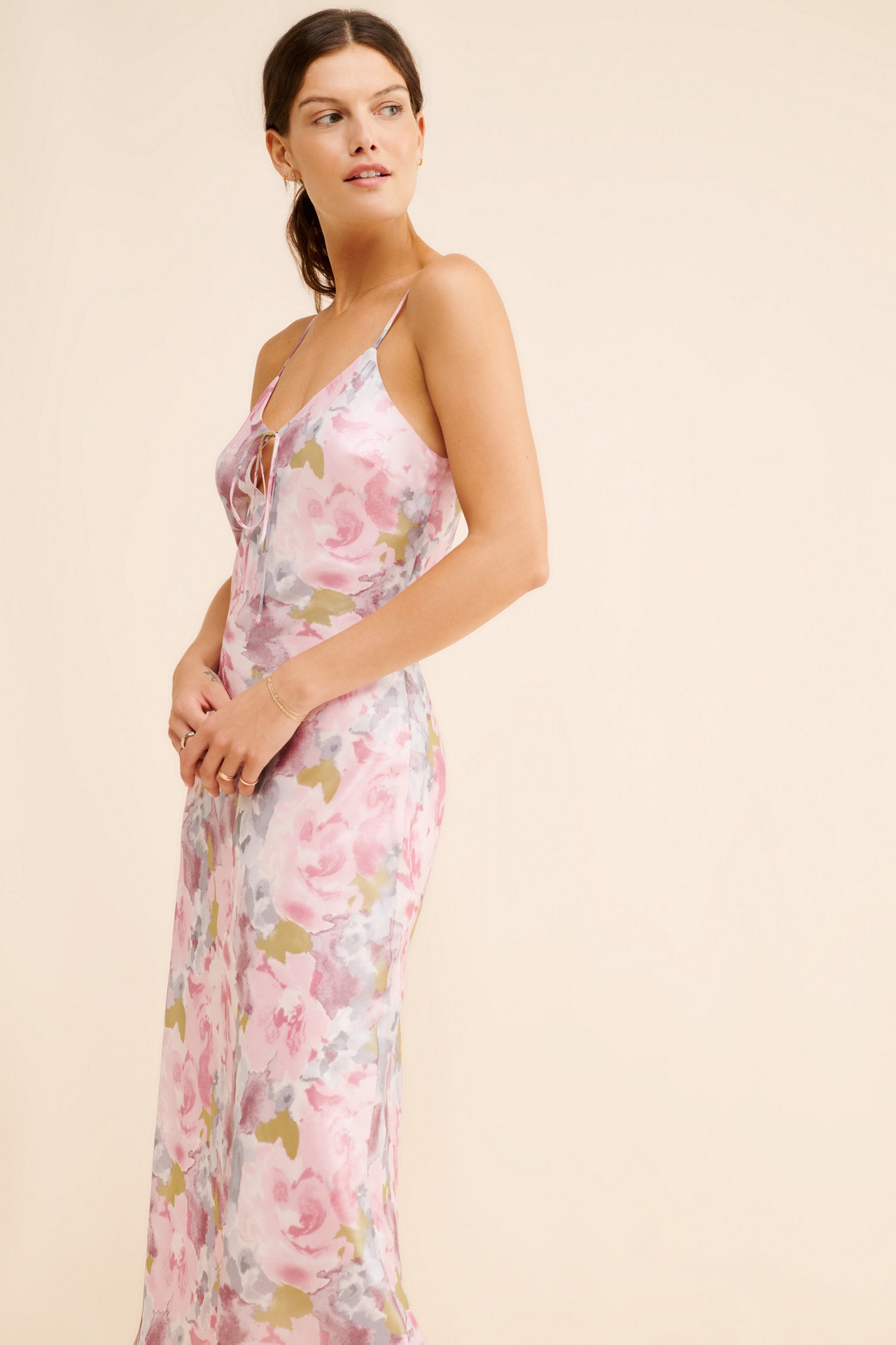 If By Sea Metallic Floral Slip Dress