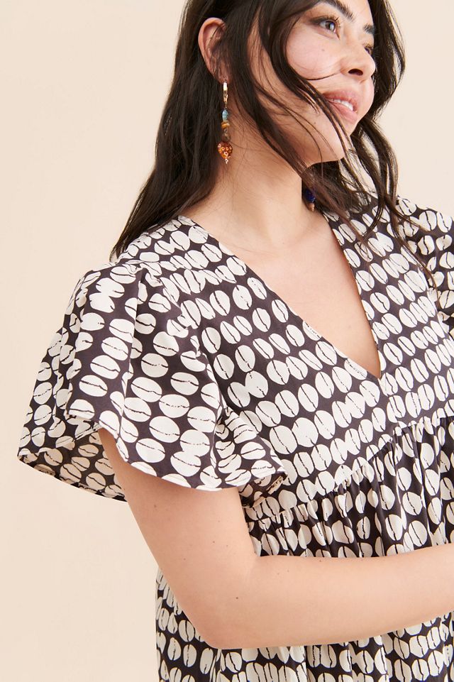 Maeve Printed Flutter-Sleeve Babydoll Dress #2