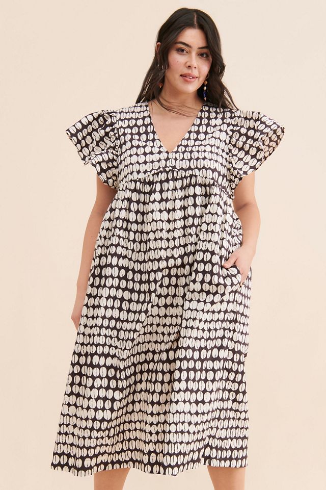 Maeve Printed Flutter-Sleeve Babydoll Dress #3