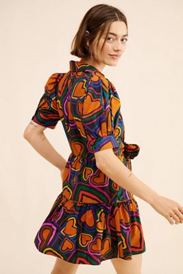 FARM Rio Short-Sleeve Bow-Front Mini Dress