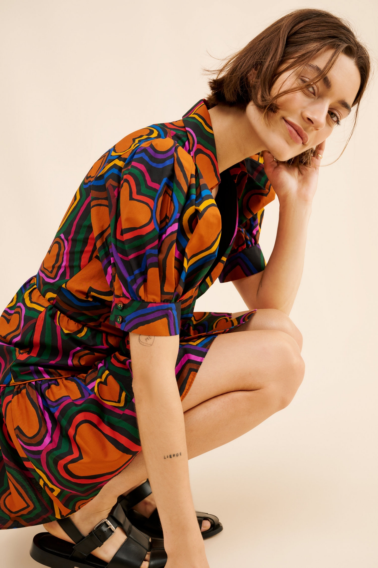 FARM Rio Short-Sleeve Bow-Front Mini Dress