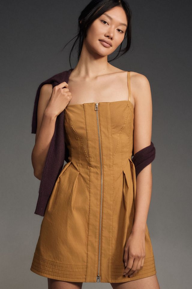 Structured Zip-Front Mini Dress #4