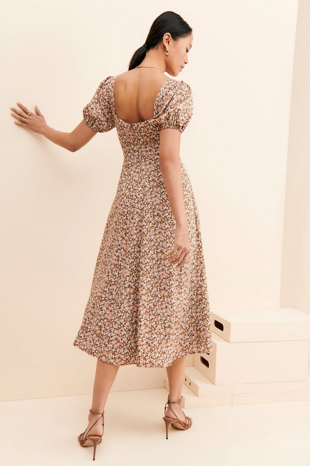 ASTR the Label Lace Up Puff Sleeve Midi Dress #2