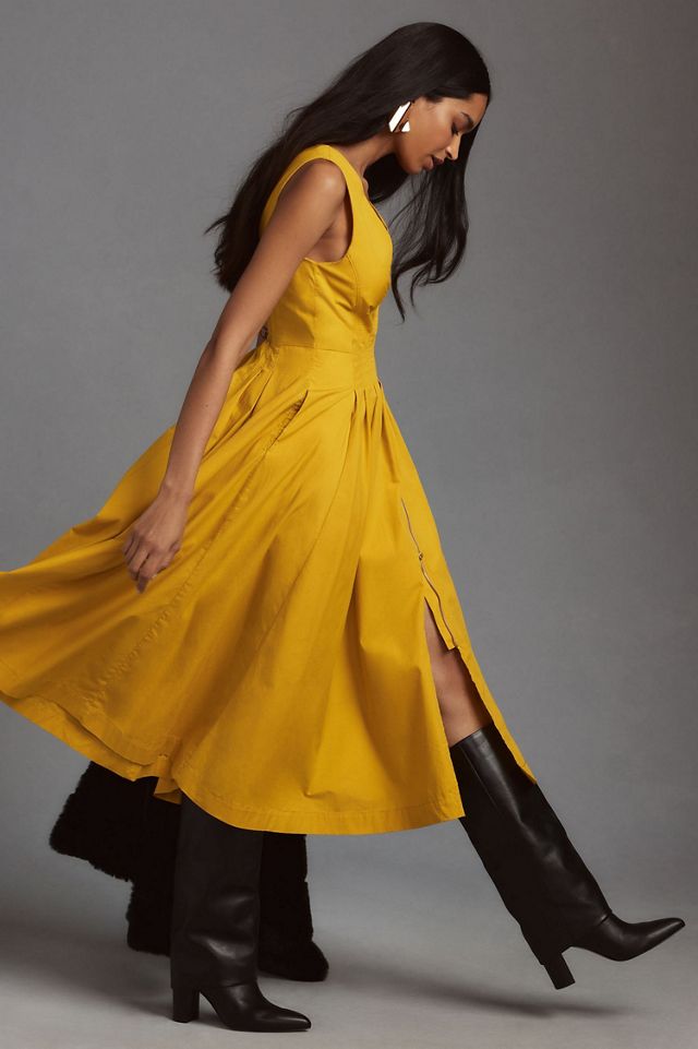 Sleeveless V-Neck Corset Midi Dress #2