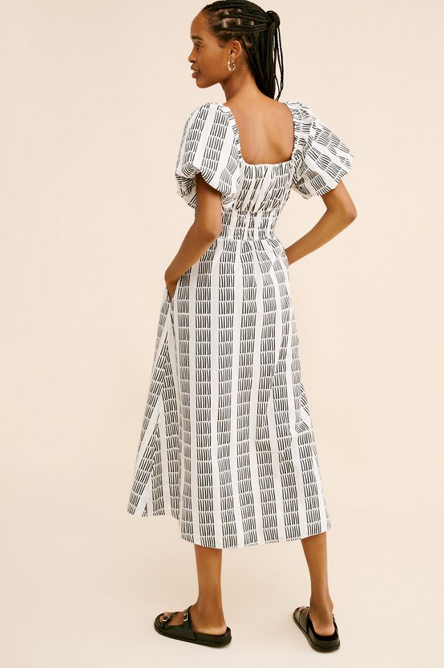 Maeve Puff-Sleeve Square-Neck Smocked Midi Dress #3