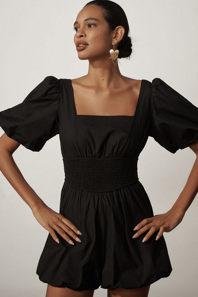 Maeve Puff-Sleeve Smocked Romper #3