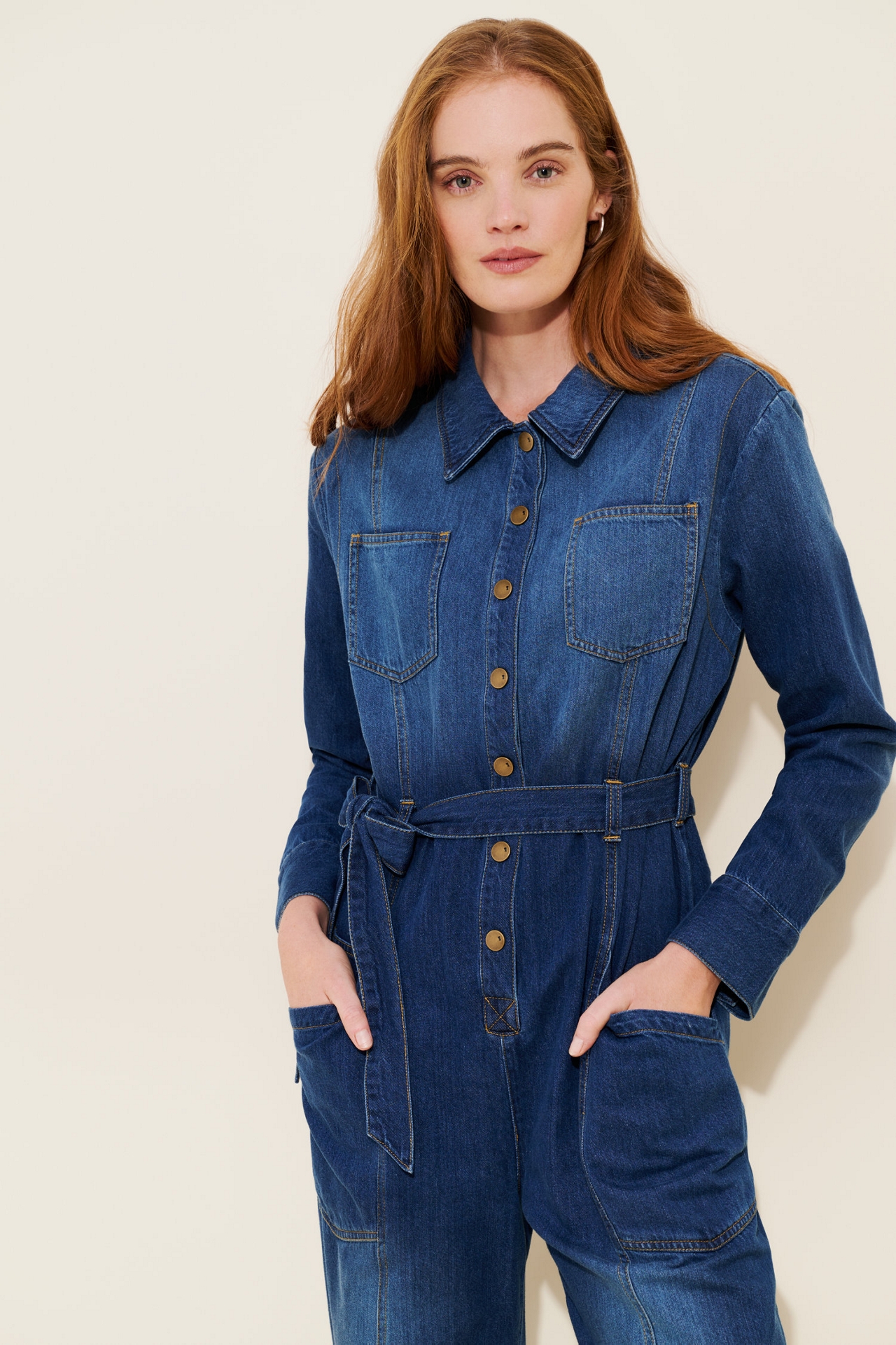 Pilcro Relaxed Denim Utility Jumpsuit
