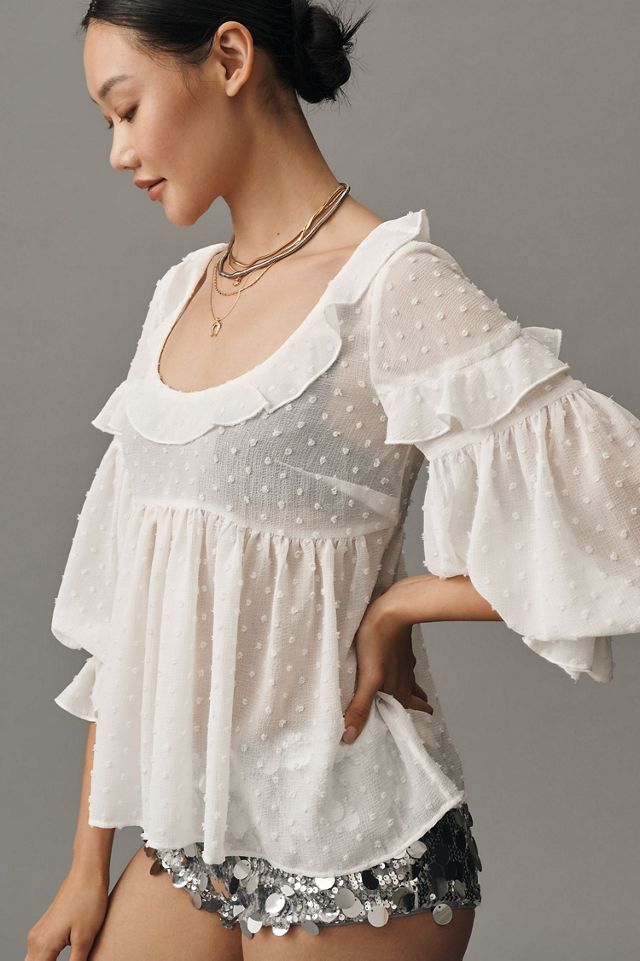 Ruffled Sheer Boho Blouse #4