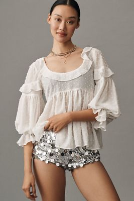 Ruffled Sheer Boho Blouse