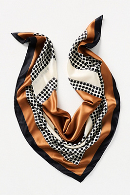 Anthropologie Large Satin Polka Dot Scarf In Multi