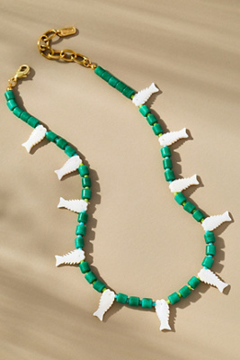 Logan Tay Mother-of-pearl Fish Charm Necklace In Green