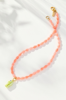 Logan Tay Coral Beaded Fish Necklace In Orange