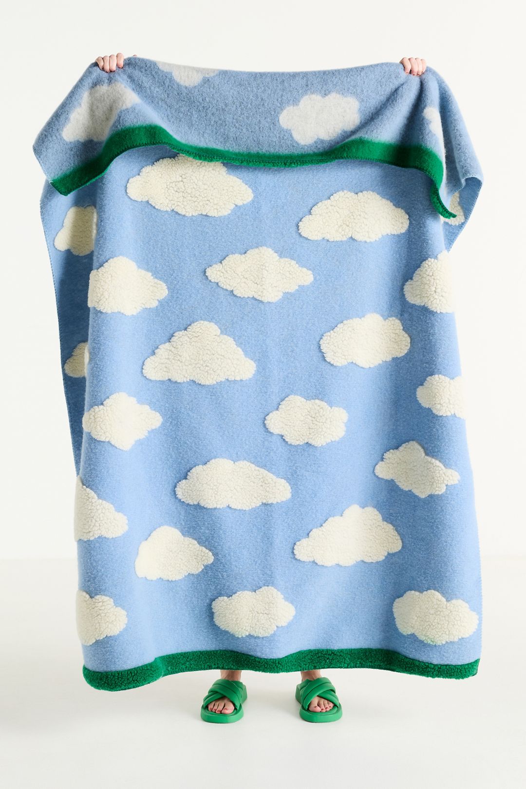 Glimmers Cloud Icon Wool Throw Blanket - Blue, Standard, 50" x 70"