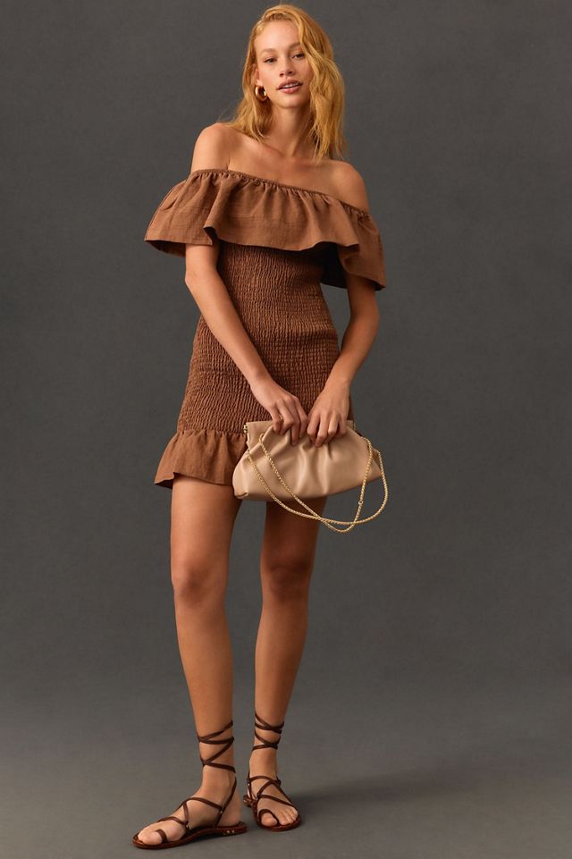 Off-The-Shoulder Smocked Mini Dress #3