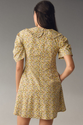 by anthropologie short-sleeve collared printed mini dress Short-Sleeve Collared Printed Mini Dress