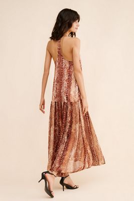 open lace back dress Blythe Asymmetric Draped Maxi Dress in Black