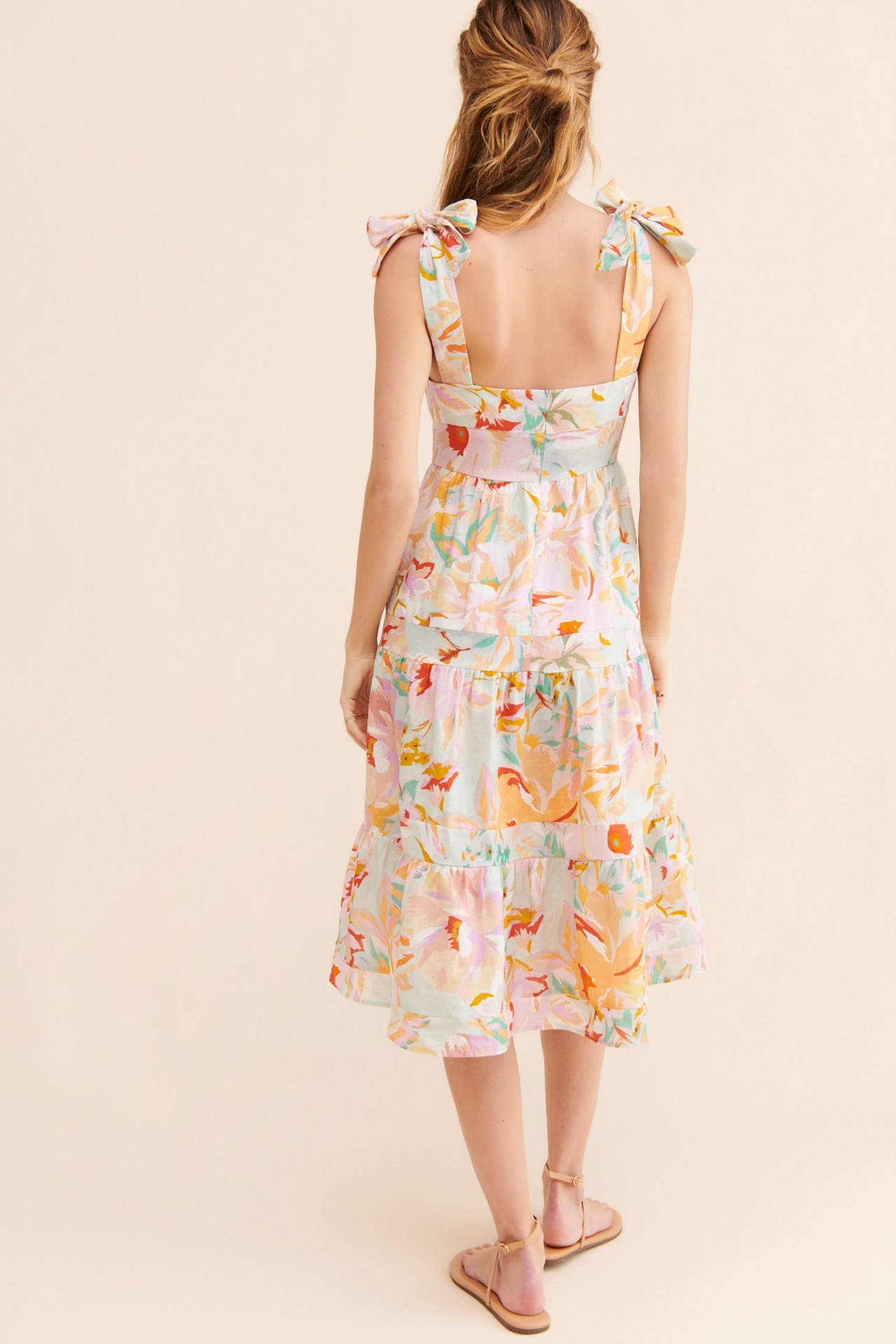 Kachel Tie-Strap Linen Dress