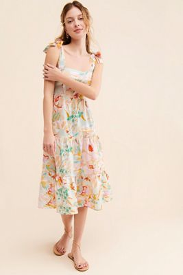 Kachel Tie-Strap Linen Dress