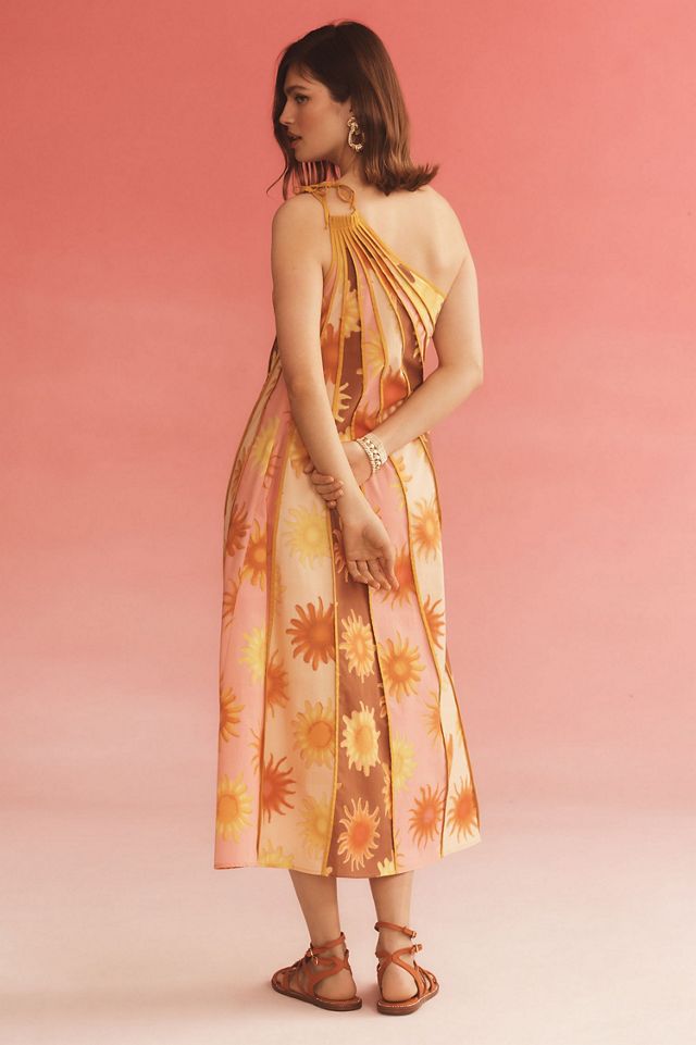 Farm Rio X Anthropologie One-Shoulder Seamed A-Line Dress #1