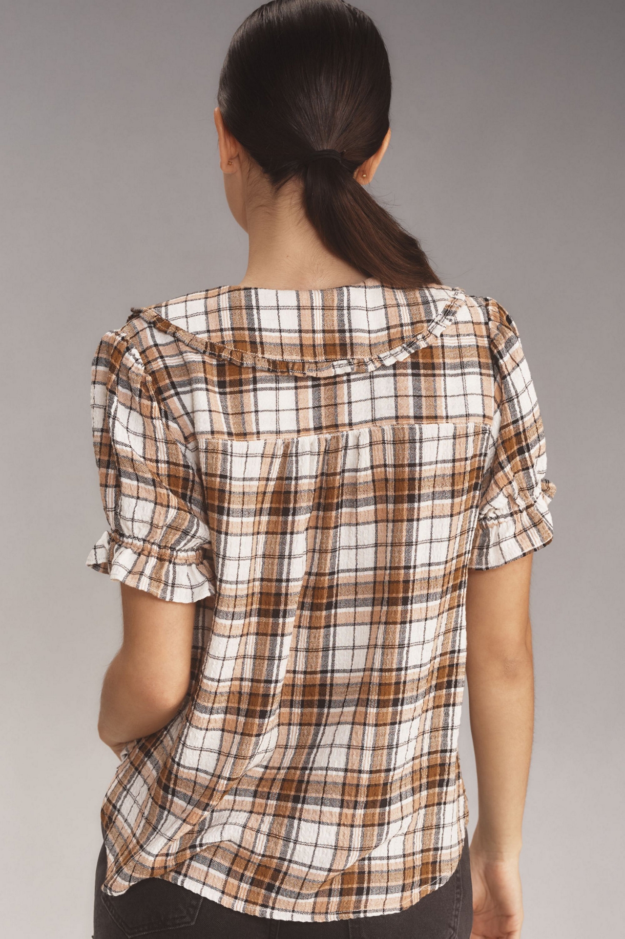 Pilcro The Keira Collared Button-Front Blouse: Plaid Edition