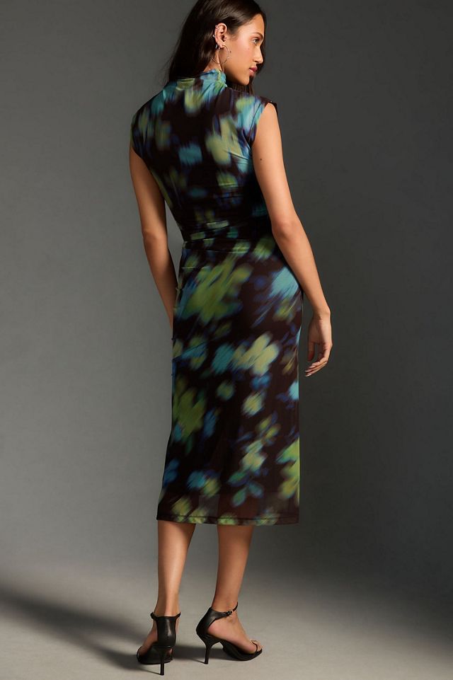 The Maya Ruched Cowl-Neck Dress: Mesh Edition #4