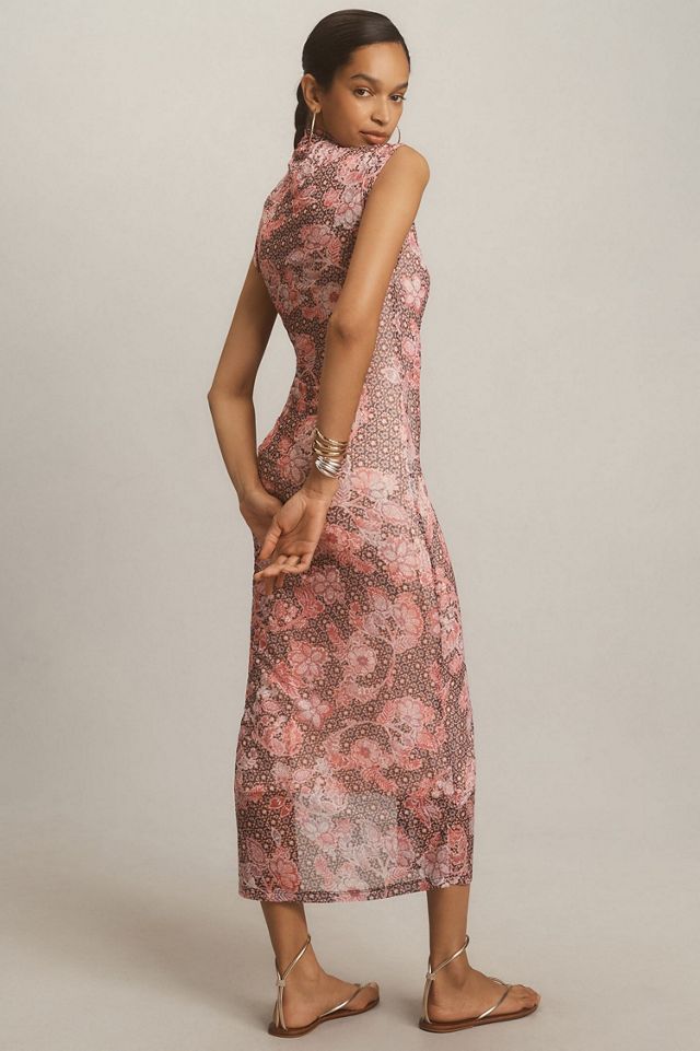 The Maya Ruched Cowl-Neck Dress: Mesh Edition #2