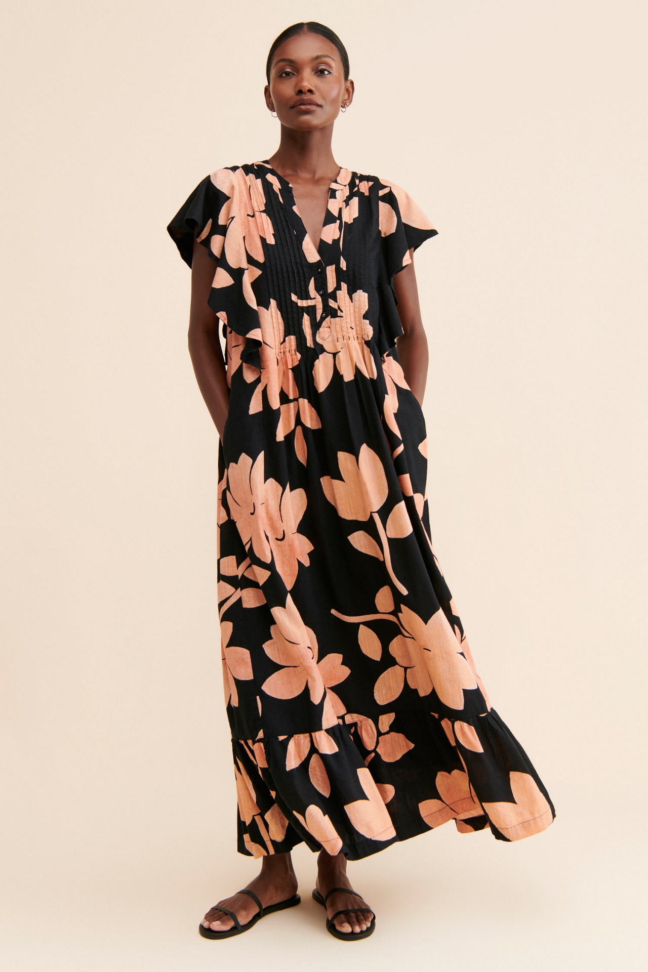 Floral Flounce Maxi Dress