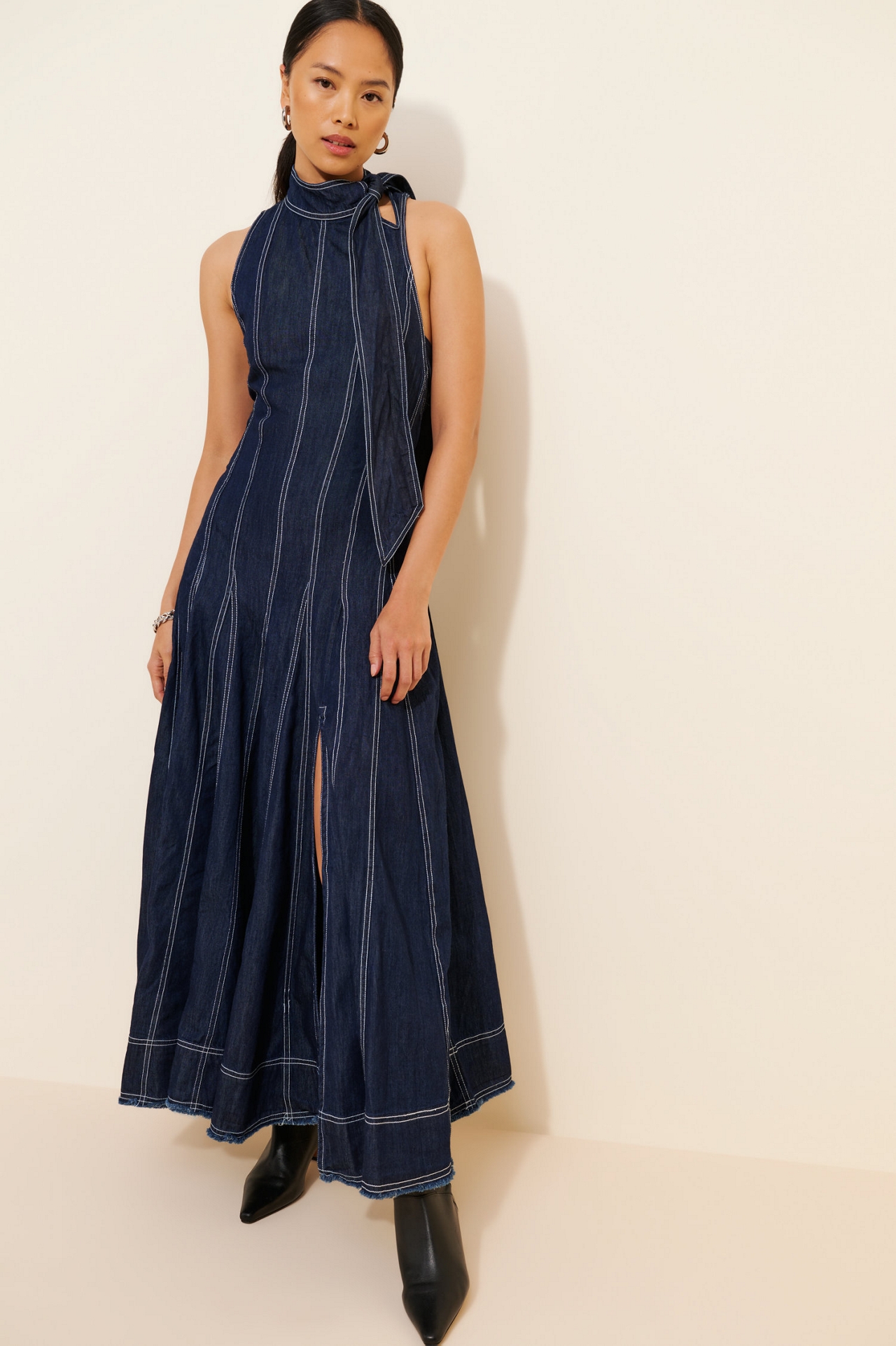 Pilcro Sleeveless A-Line Denim Maxi Dress