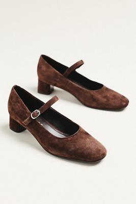 Jeffrey Campbell Top-class Suede Mary Jane Heels In Brown
