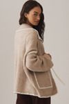 Flat White Collared Whipstitch Cardigan Sweater