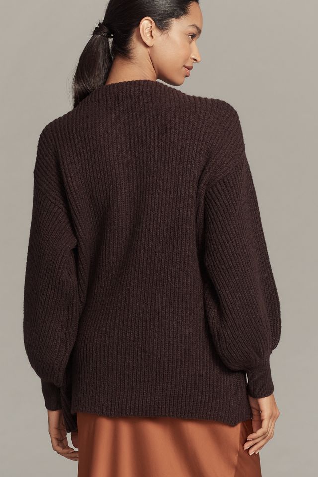 Flat White Cozy Crew-Neck Cardigan Sweater #3